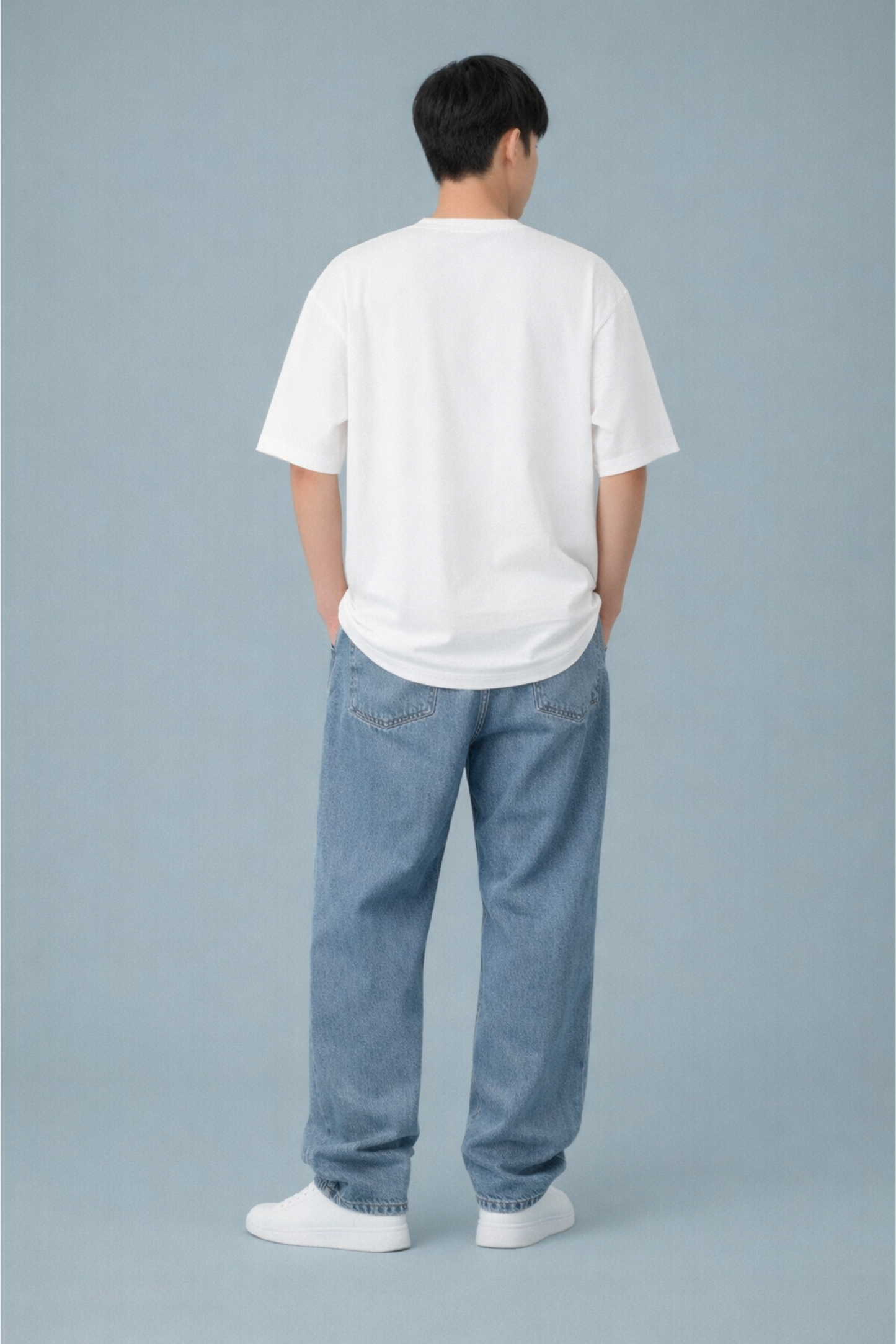 White Oversized T-Shirt with Tiger Embroidery Print