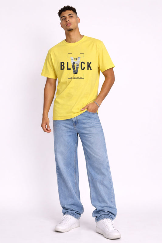 Men’s Yellow “The Black” Graphic Printed T-Shirt