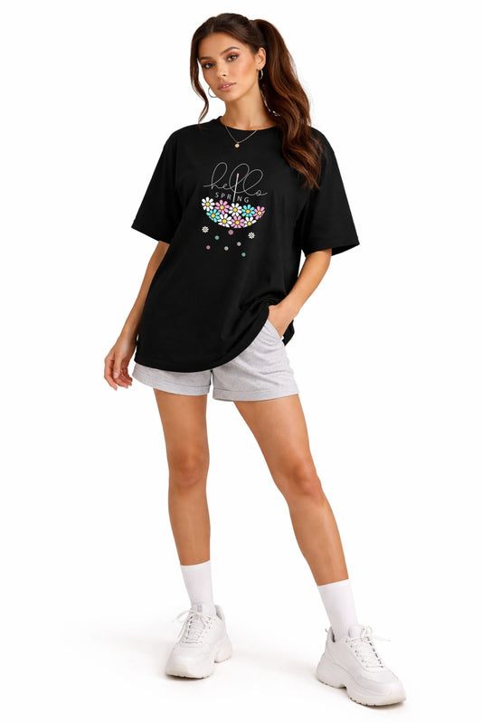 Oversized Black Printed T-Shirt