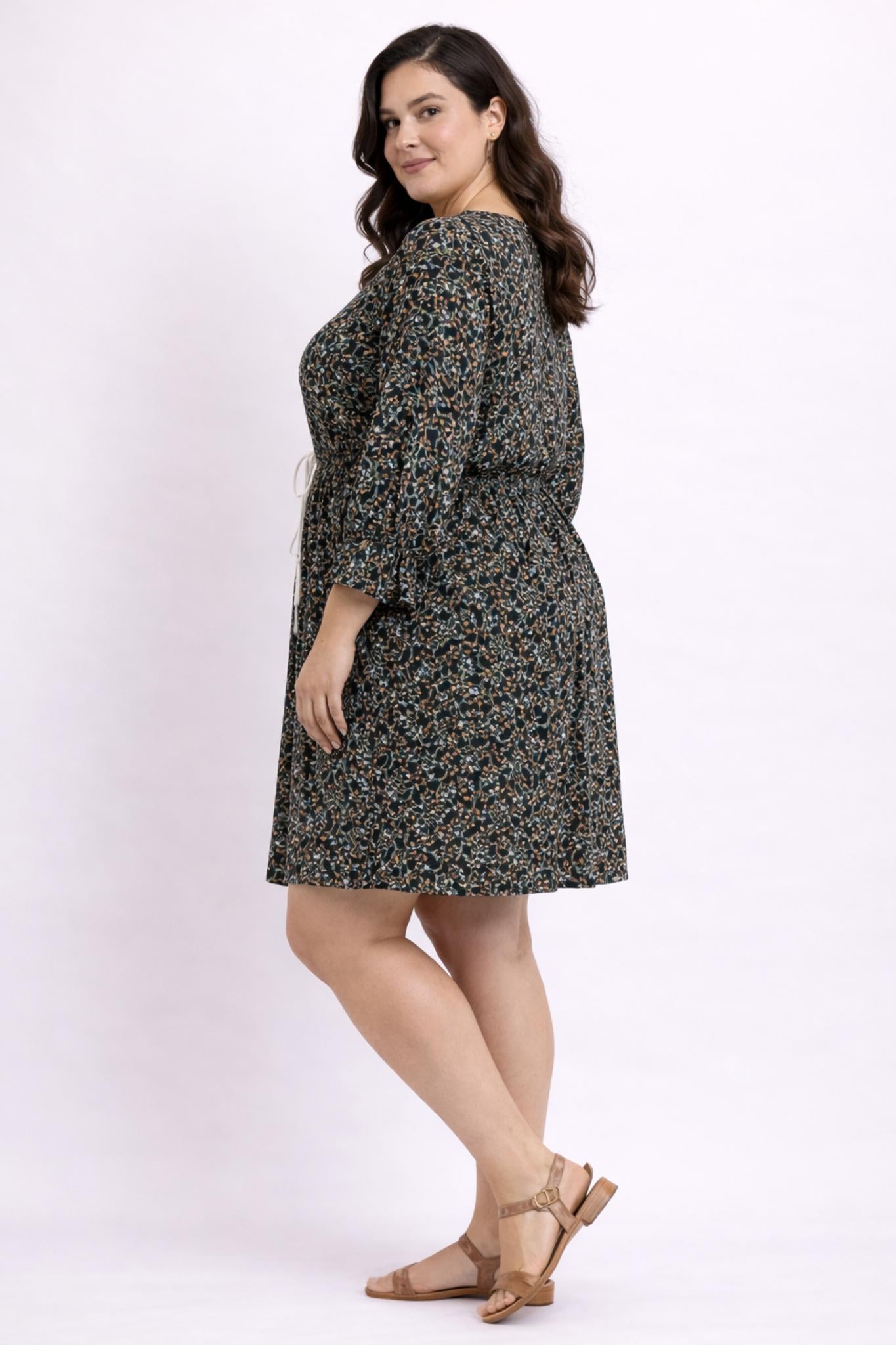 Women Black Floral Print Casual Dress