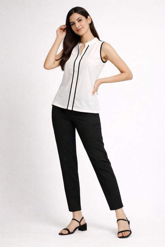 Elegant Off-White Sleeveless Top for Women