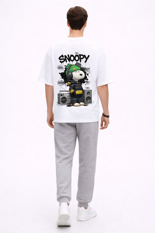 White Oversized Snoopy Graphic T-Shirt