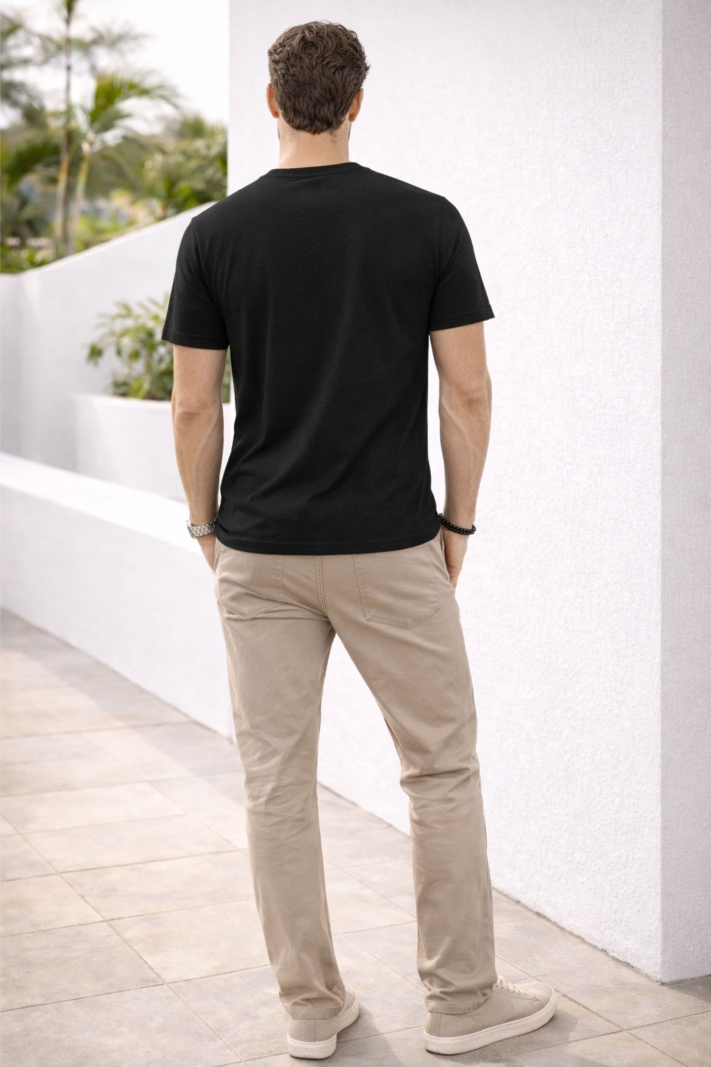 Black Cotton “Savage” Graphic Print Round Neck T-Shirt for Men