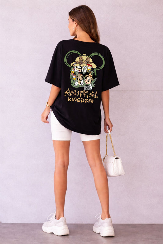 Women’s Black Oversized T-Shirt with Minimal Heart Print