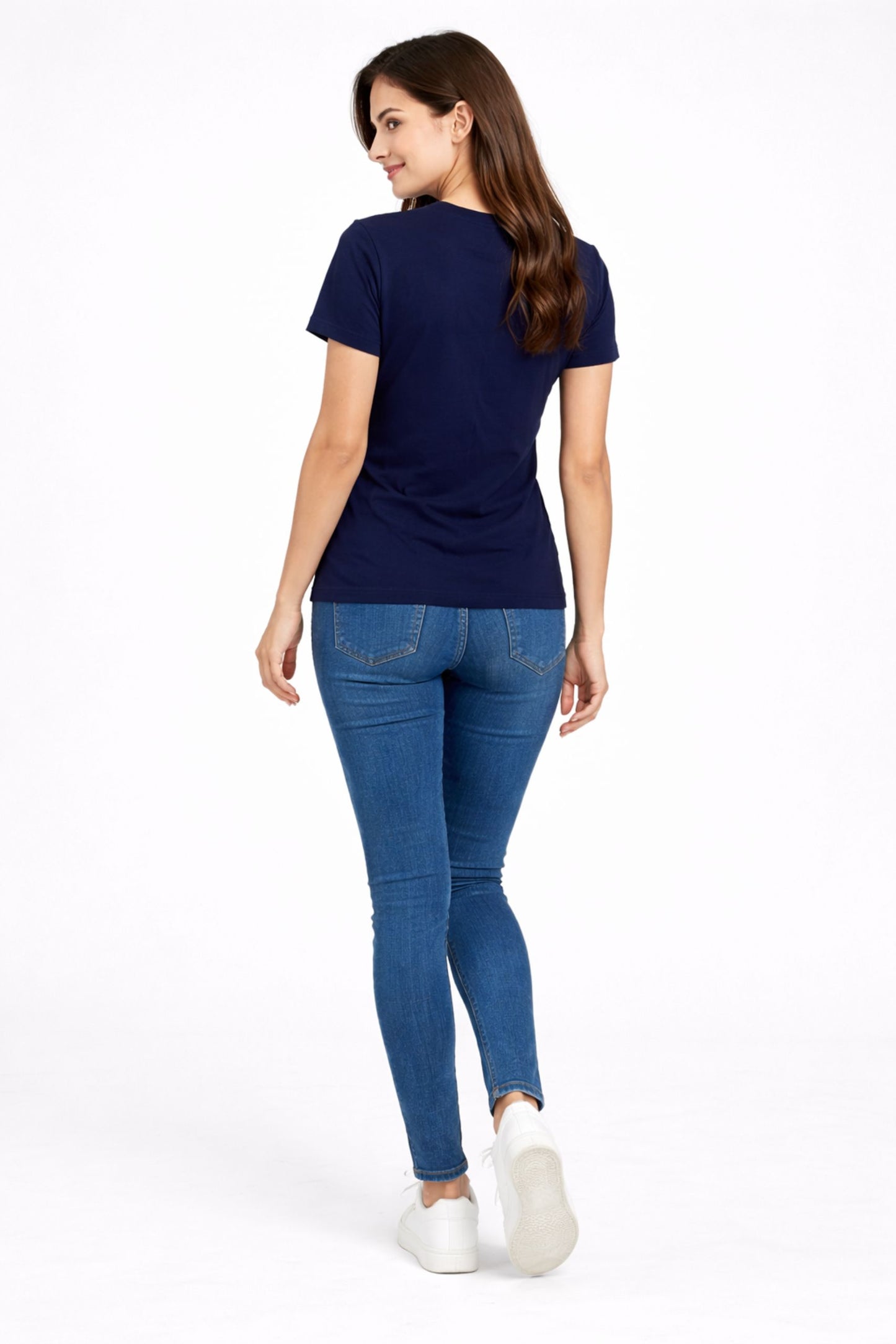 Navy Blue Printed Cotton T-Shirt