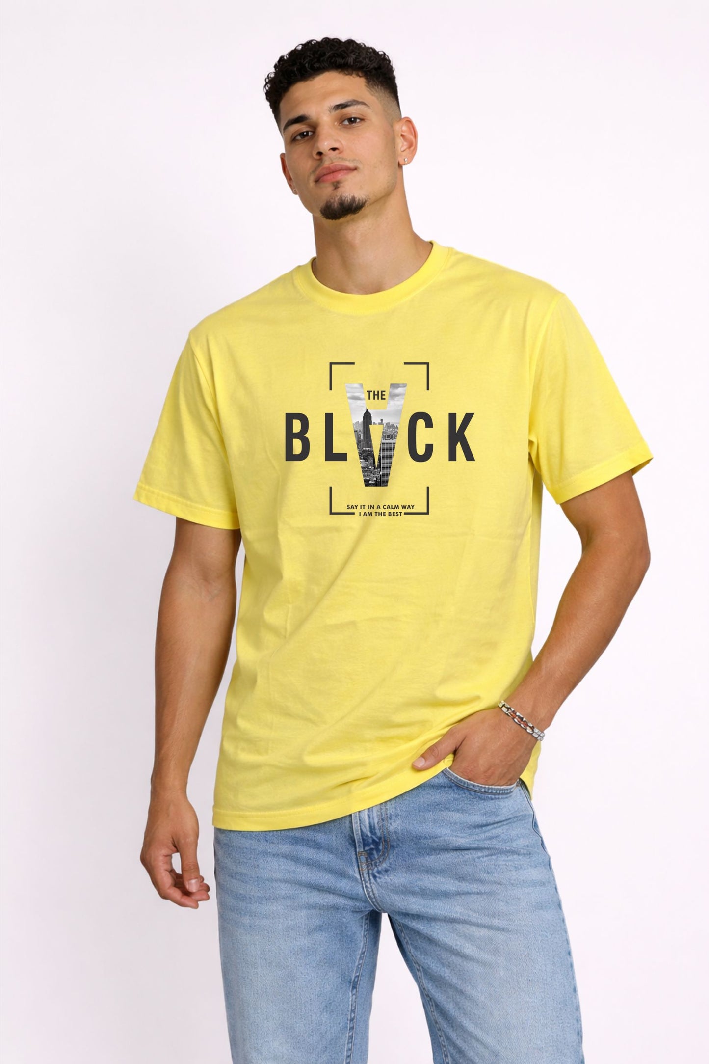 Men’s Yellow “The Black” Graphic Printed T-Shirt