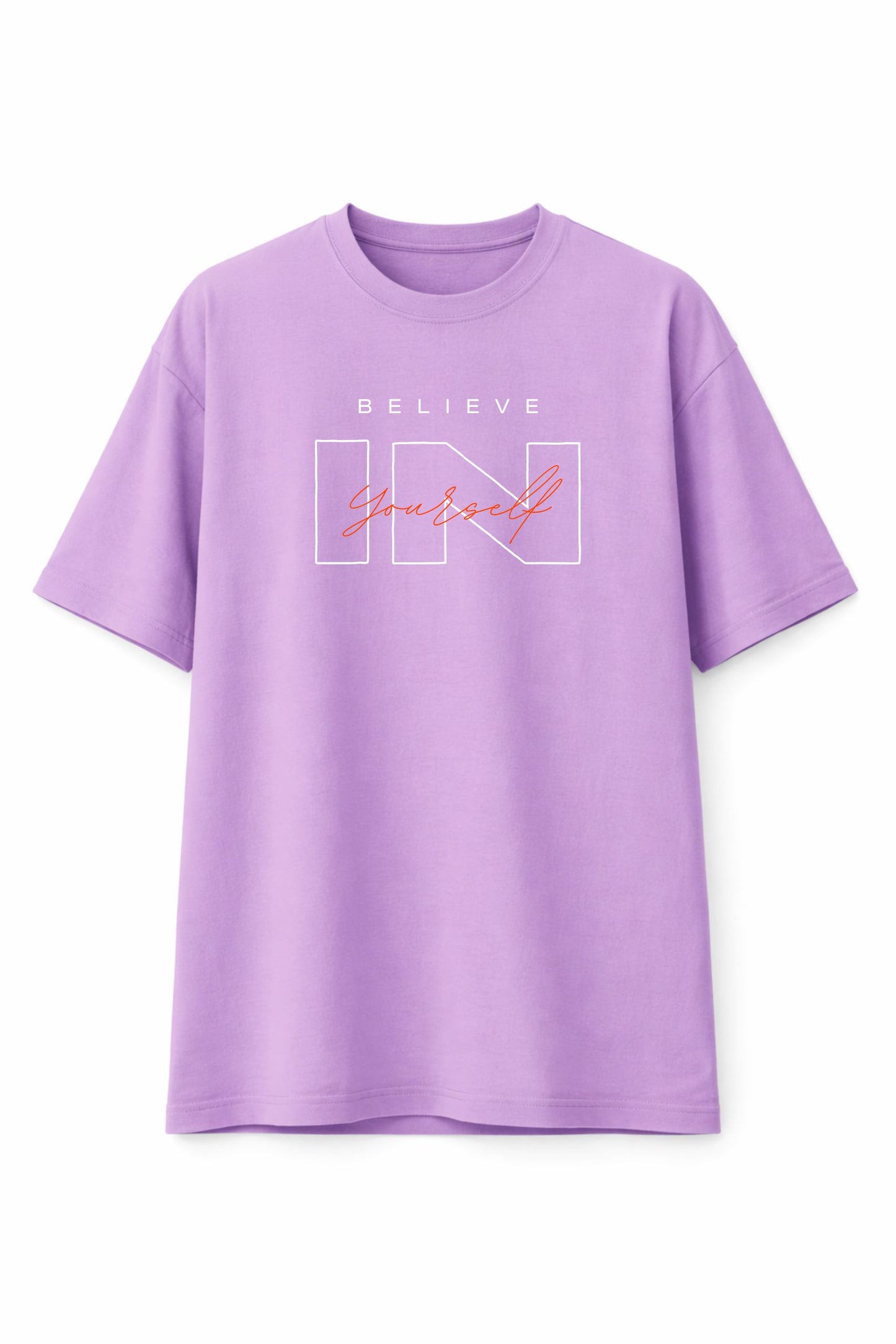 Lavender Oversized Graphic Print Round Neck T-Shirt for Men