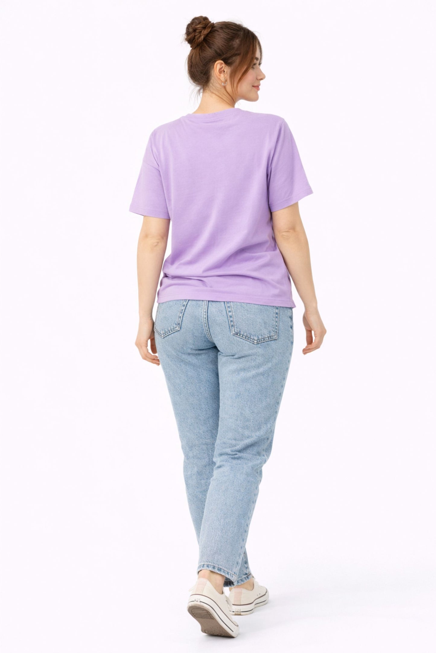 Light Purple Butterfly Print Regular Fit T-Shirt