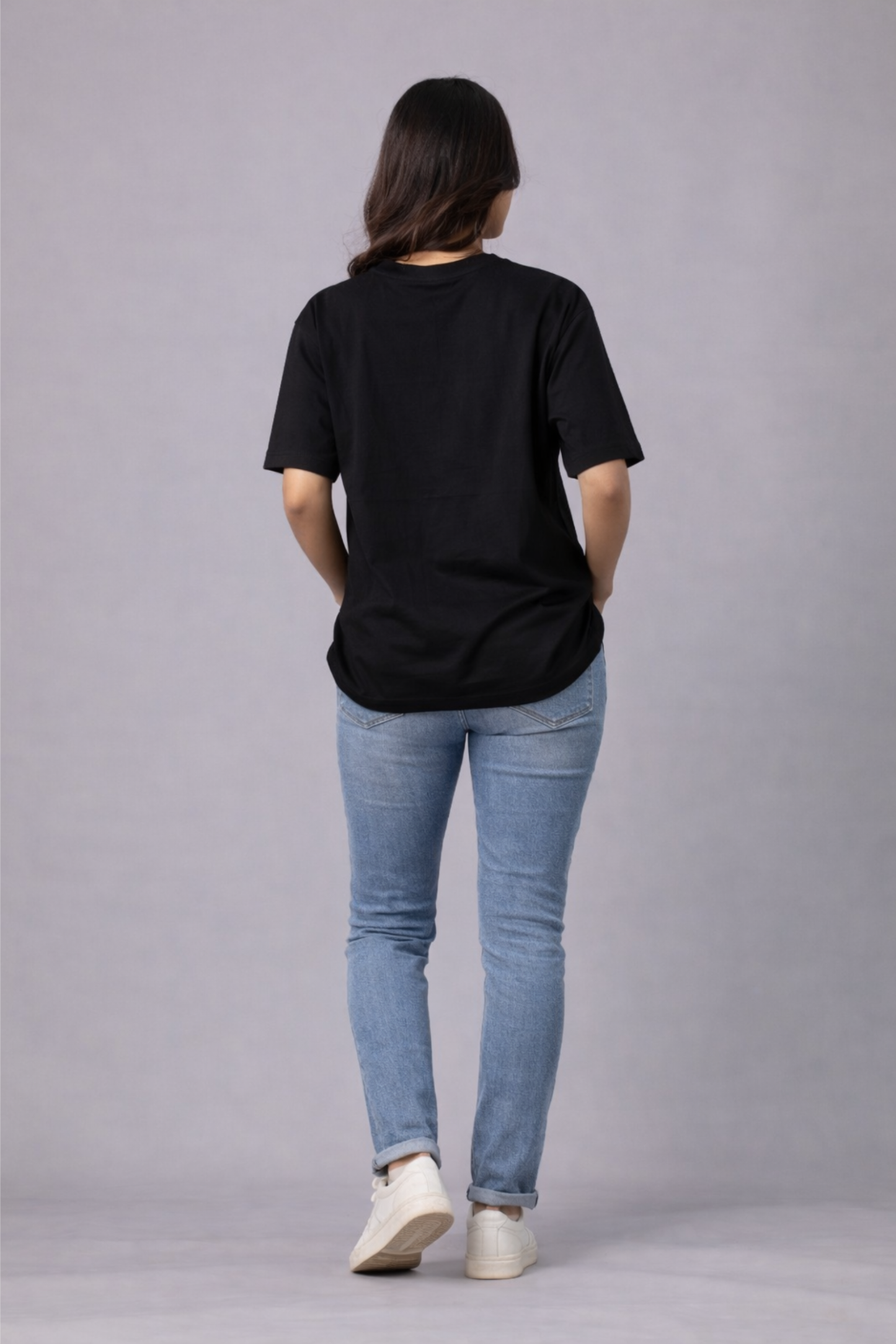 Black Minnie Mouse Printed Oversize T-Shirt for Women