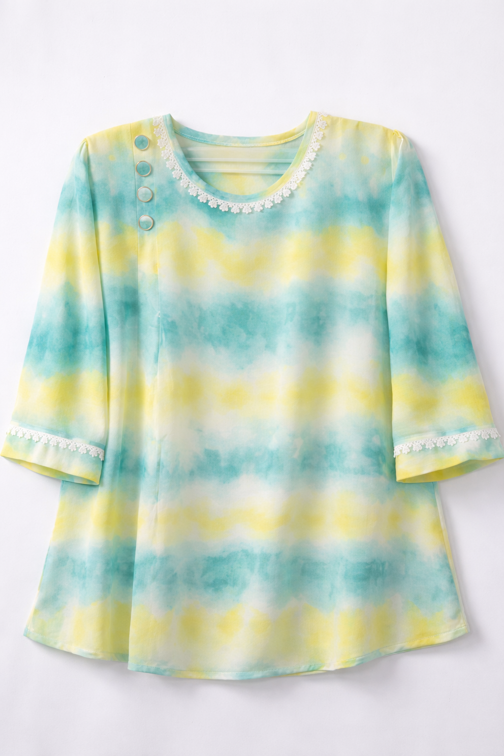 Pastel Tie-Dye Printed Casual Tunic Top