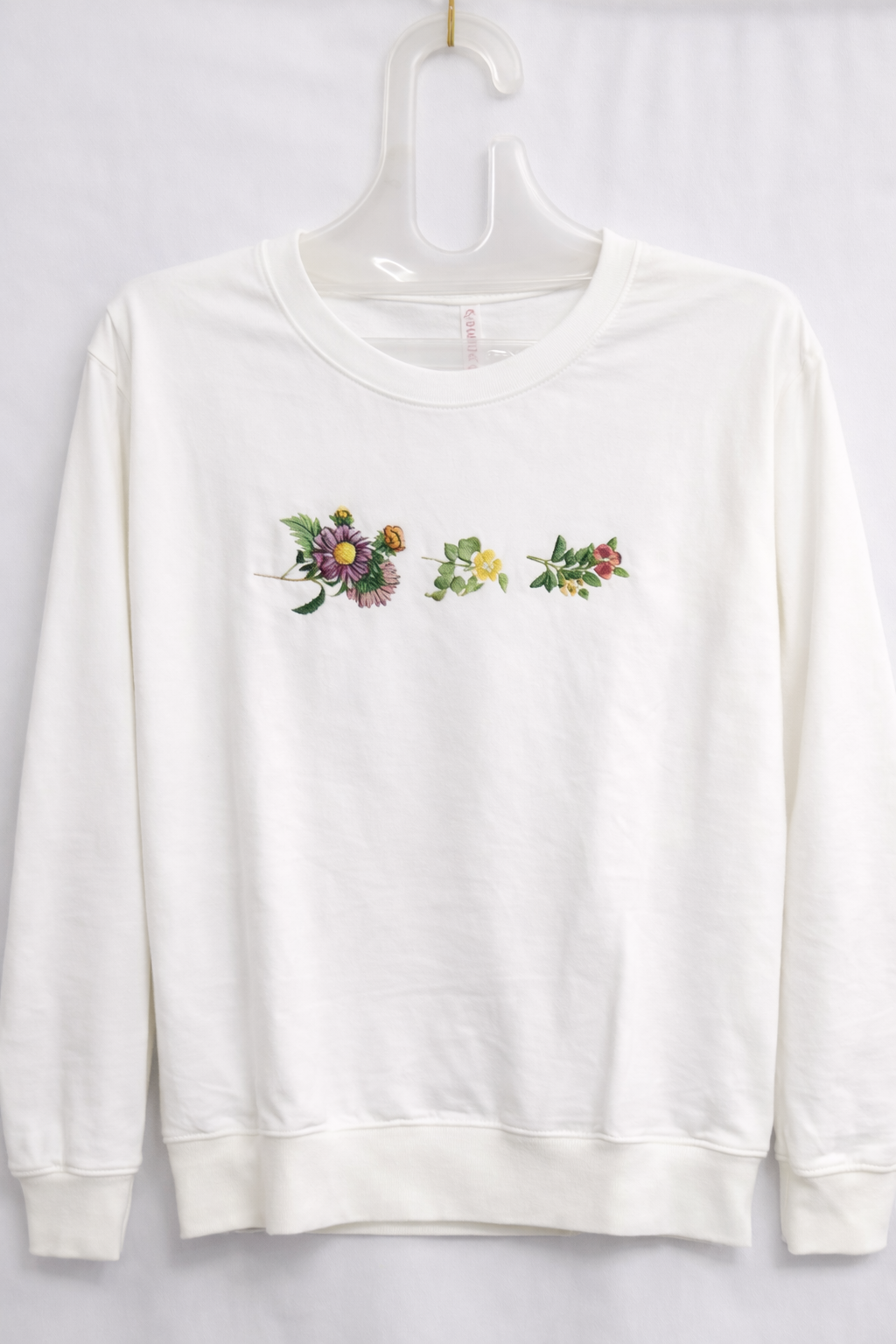 White Floral Printed Crew Neck Sweatshirt