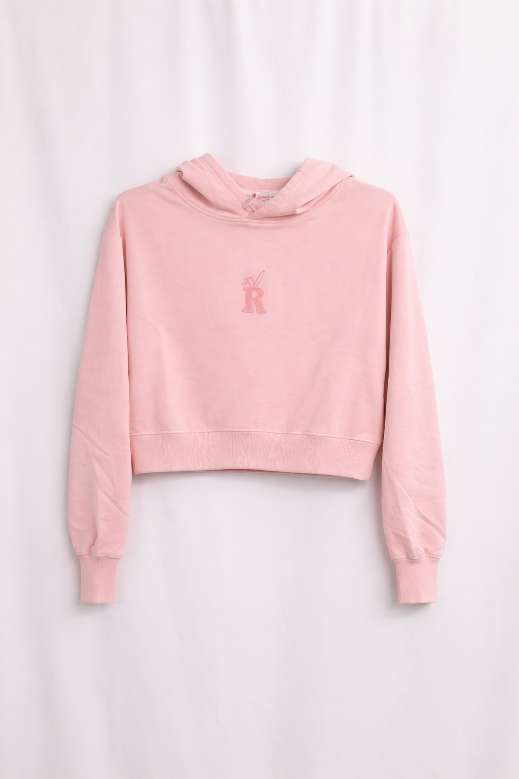 Pink Cropped Hoodie Sweatshirt
