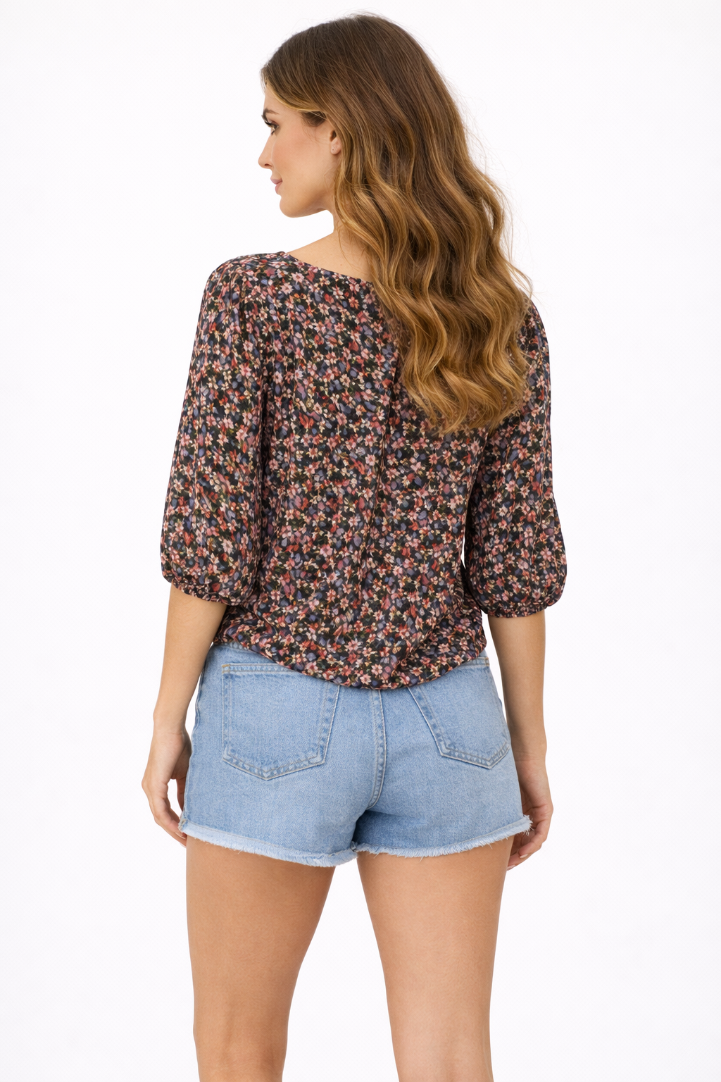 Floral Printed 3/4 Sleeve Women’s Casual Top