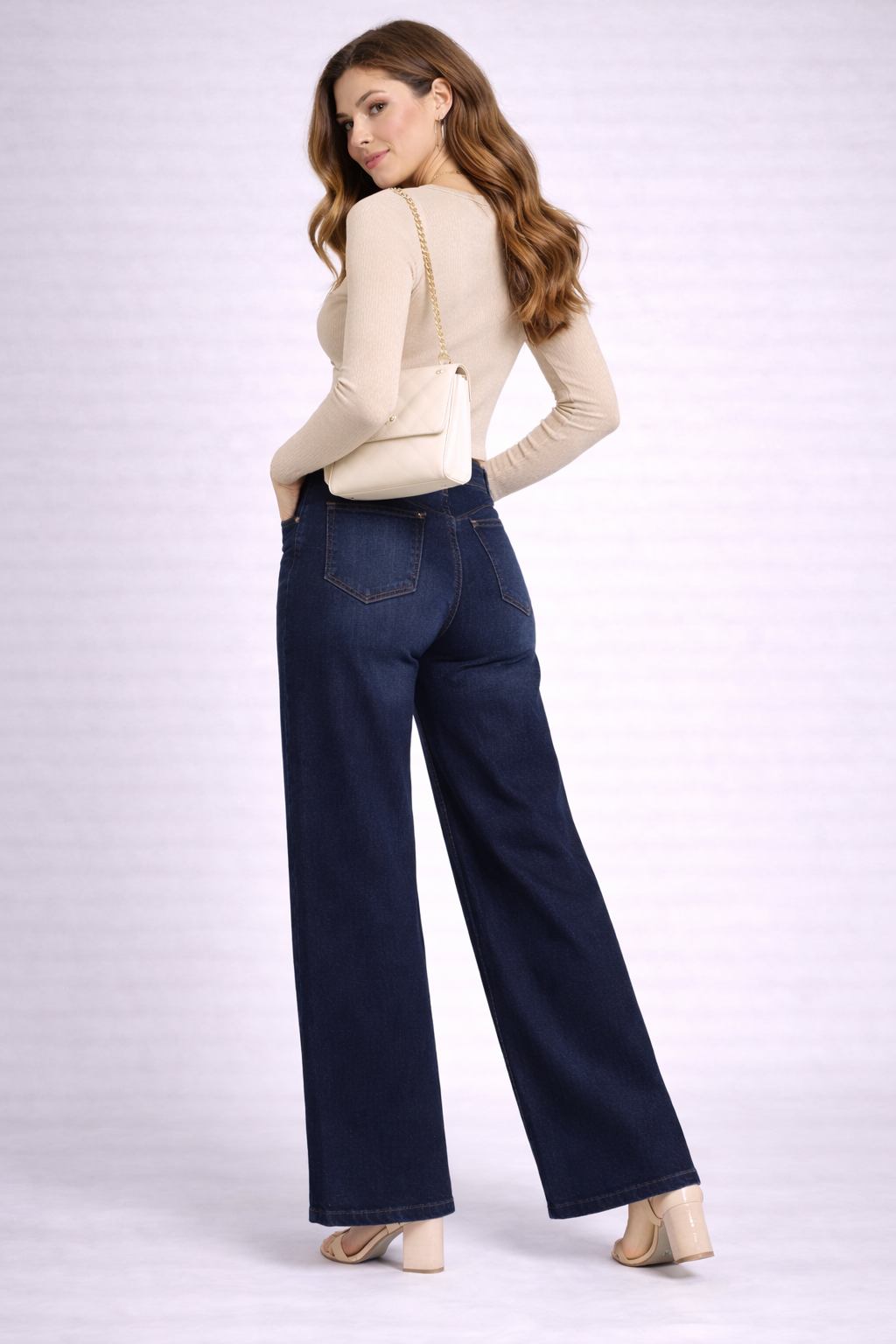 Dark Blue Wide Leg Jeans – High Waist Casual Denim
