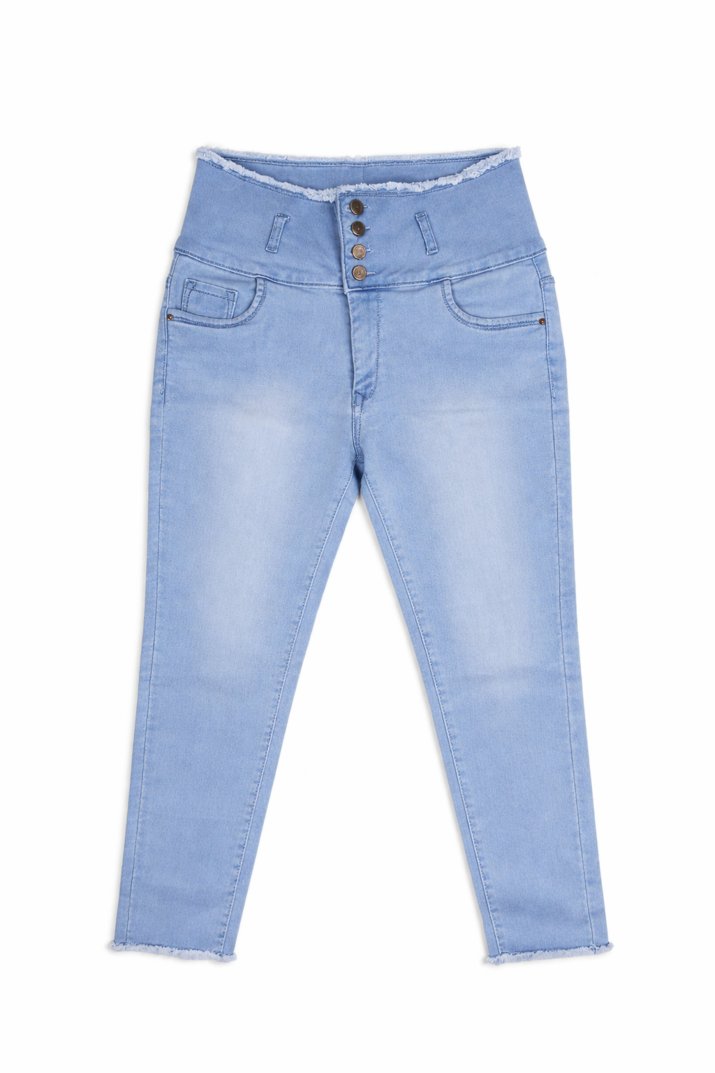 Light Blue High Waist Slim Fit Multi-Button Stretchable Denim Jeans