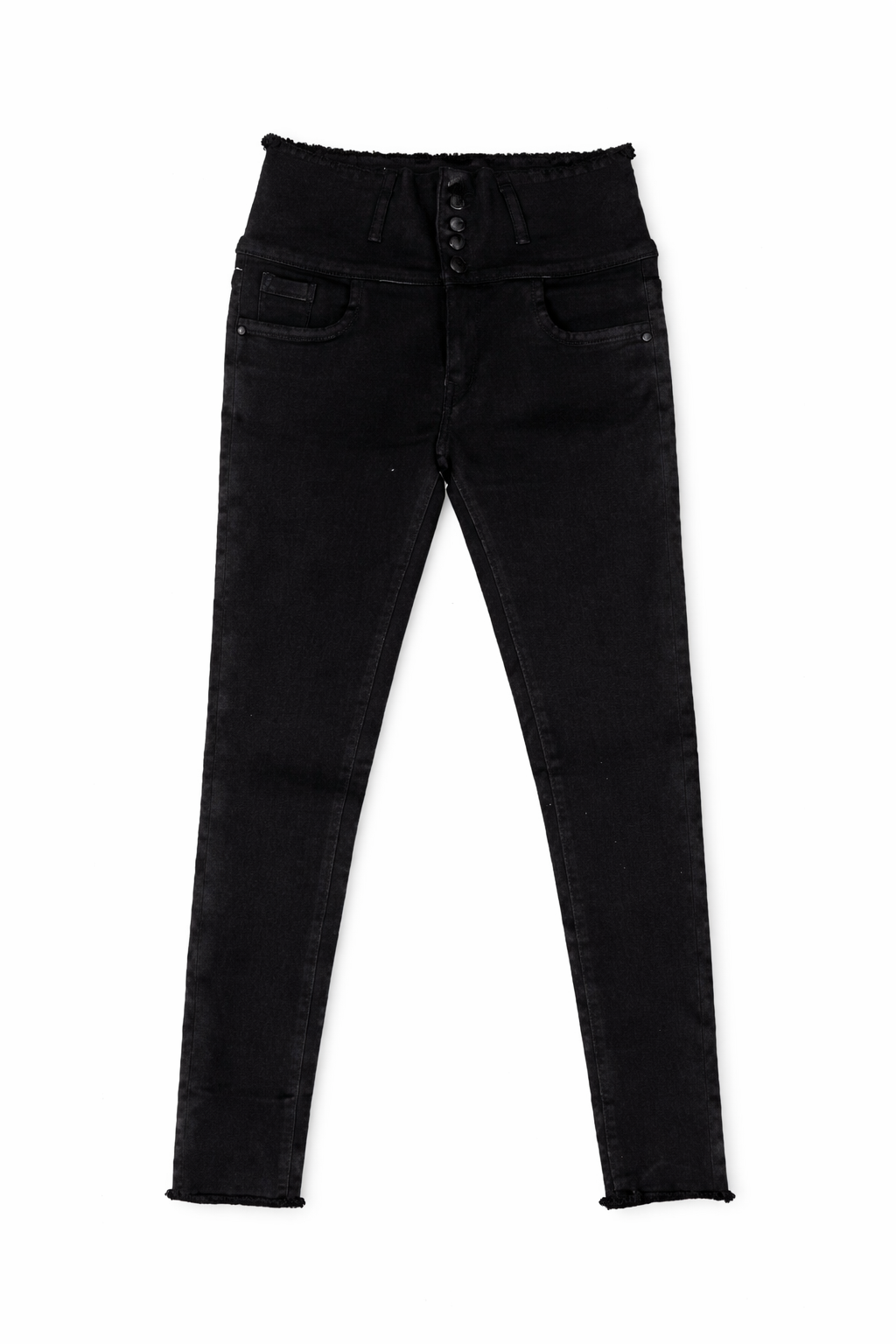 Black High Waist Skinny Fit Multi-Button Stretchable Denim Jeans