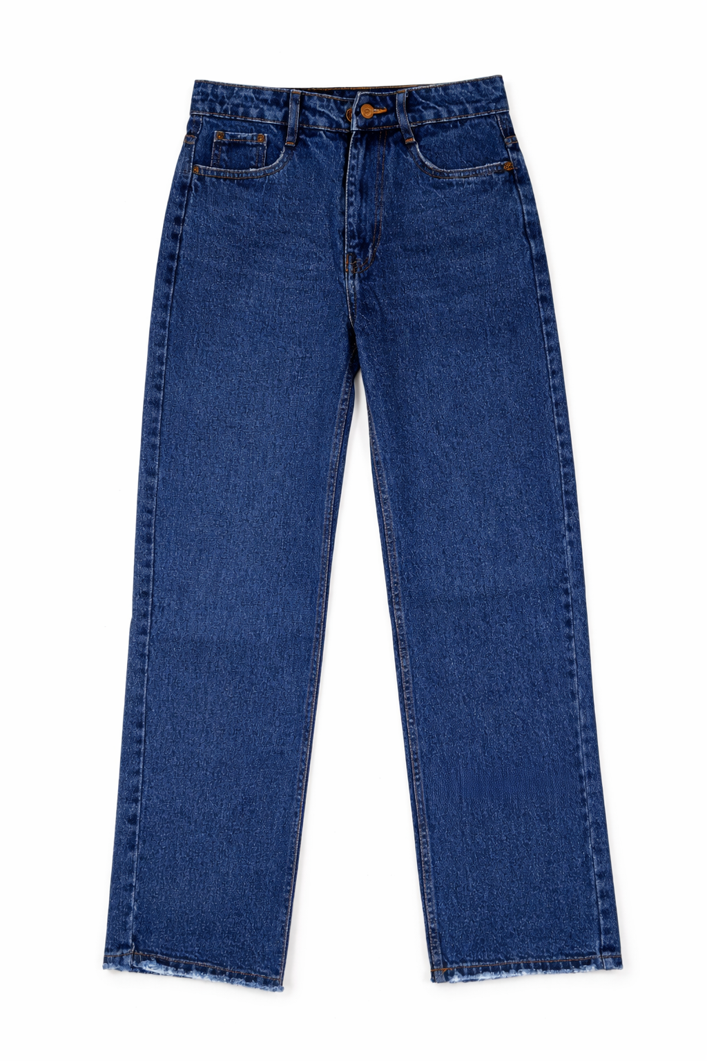 Dark Blue High Waist Straight Fit Denim Jeans