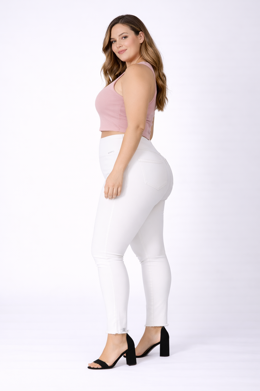 High Waist Stretchable Denim Jeggings – White