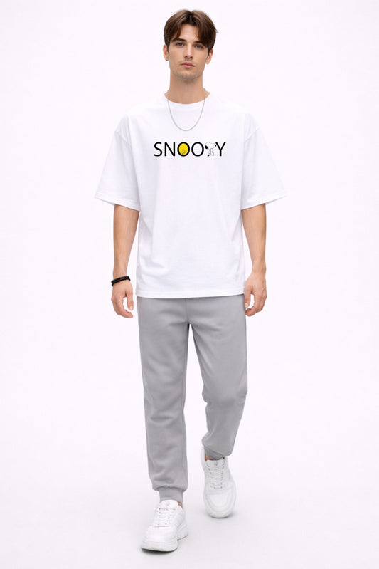White Oversized Snoopy Graphic T-Shirt