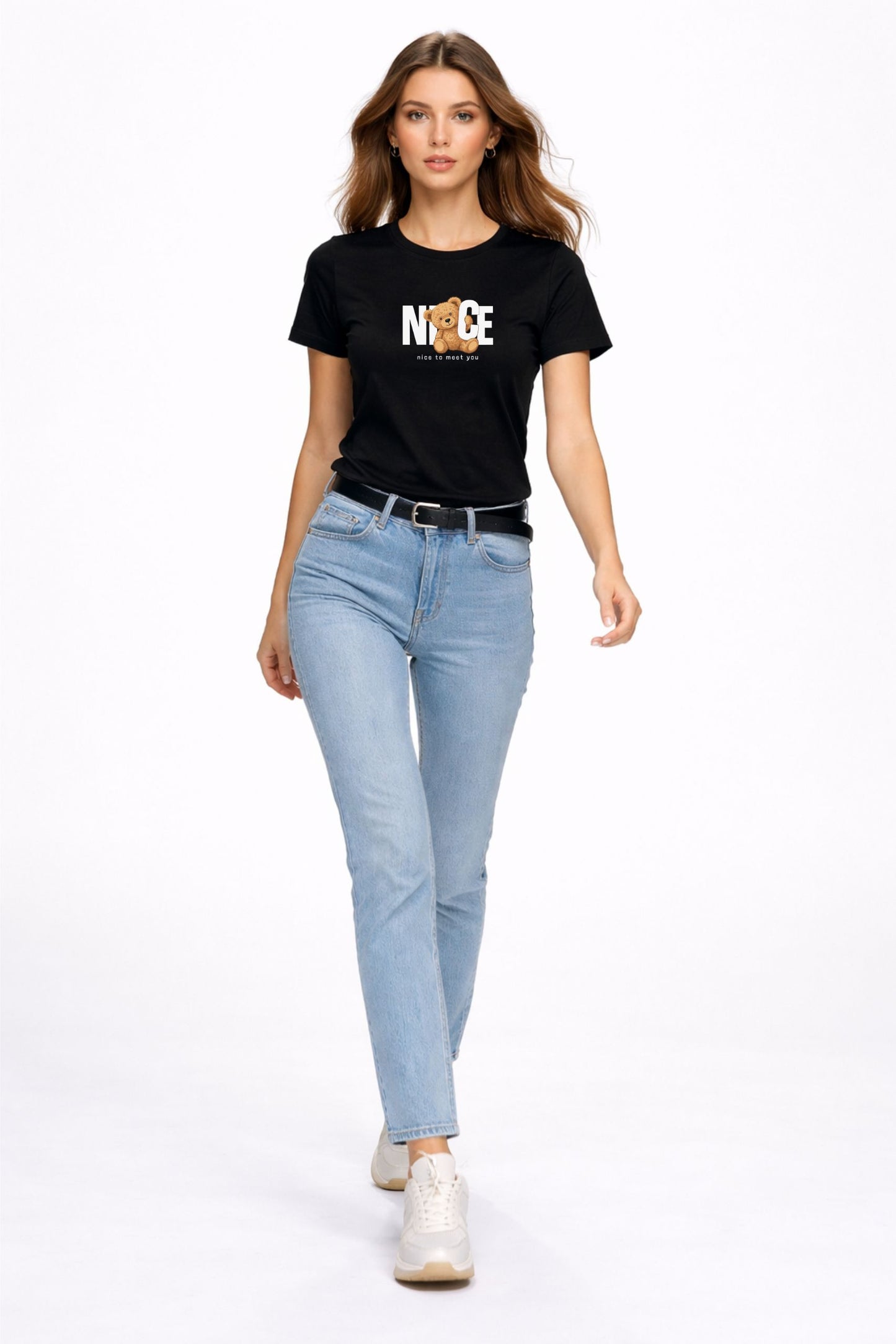 Women’s Black “NICE Teddy” Graphic T-Shirt