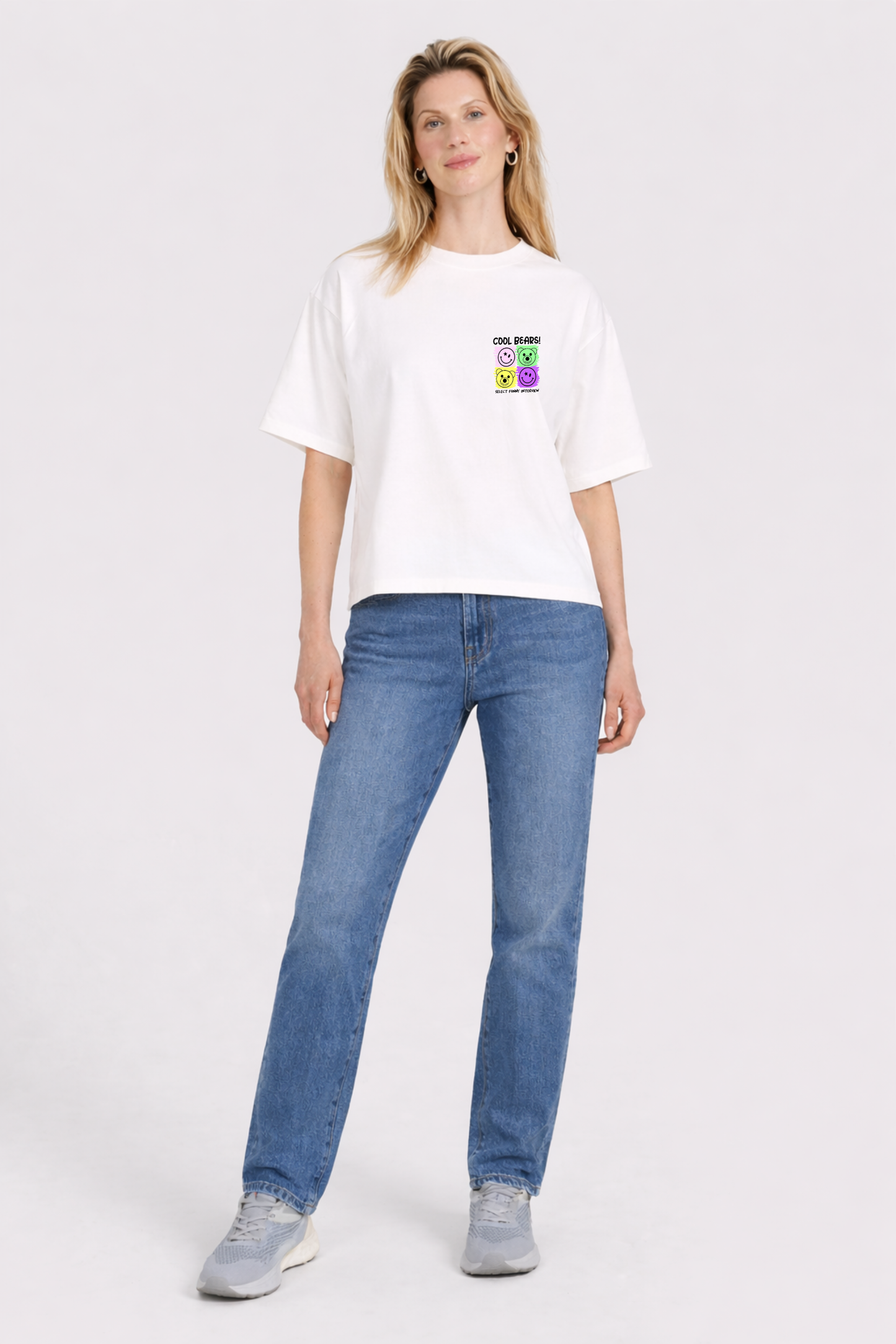 Cool Bears Printed Oversized Cotton T-Shirt for Women