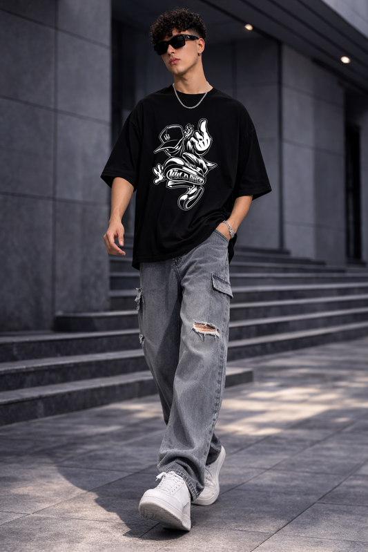 Wild Vibes Oversized Black T-Shirt