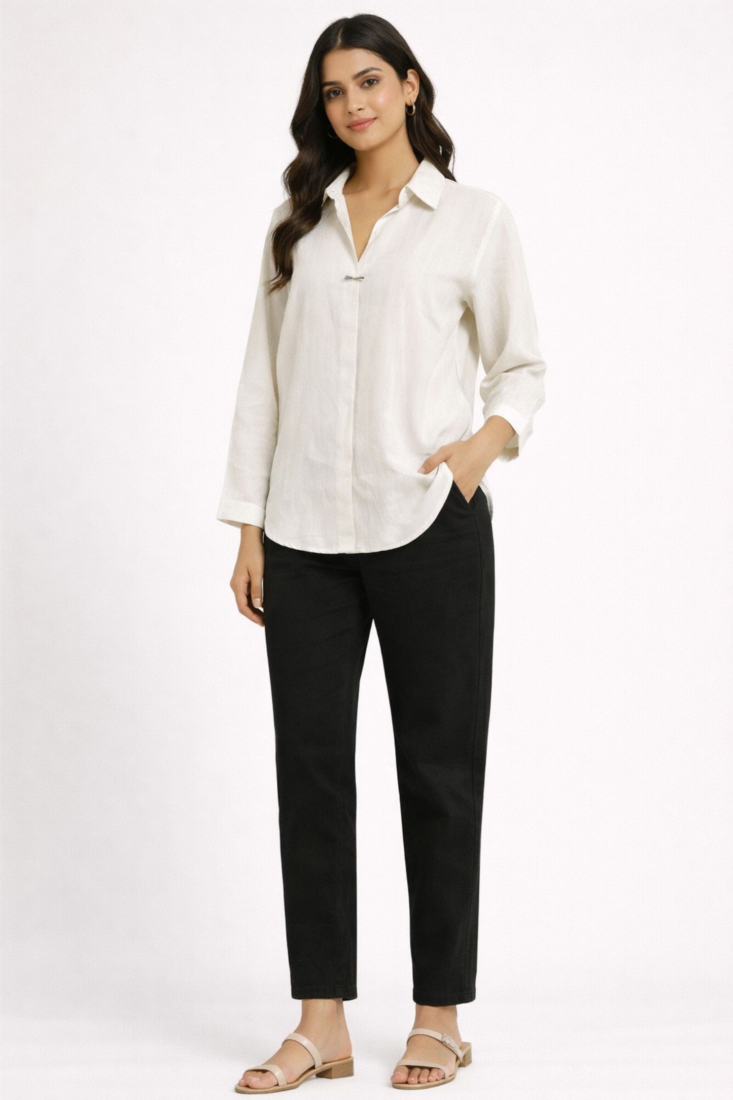 Elegant Off-White Solid Shirt for Women