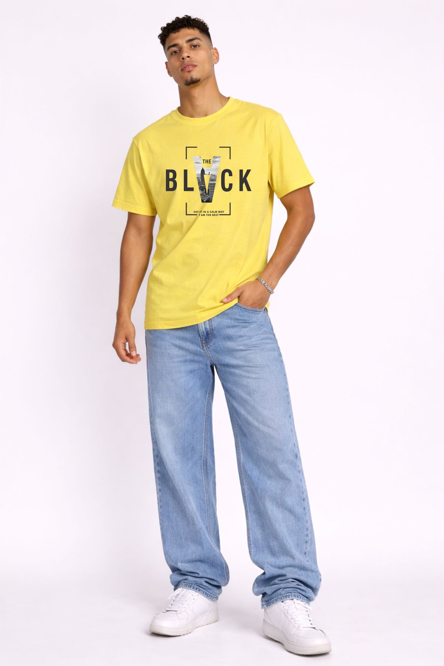 Men’s Yellow “The Black” Graphic Printed T-Shirt