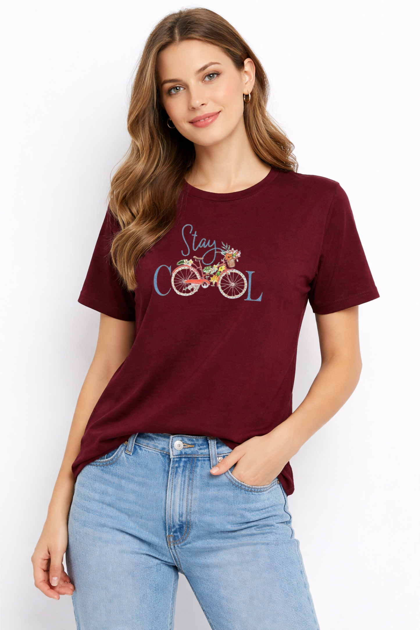 Stay Cool Printed Maroon T-Shirt
