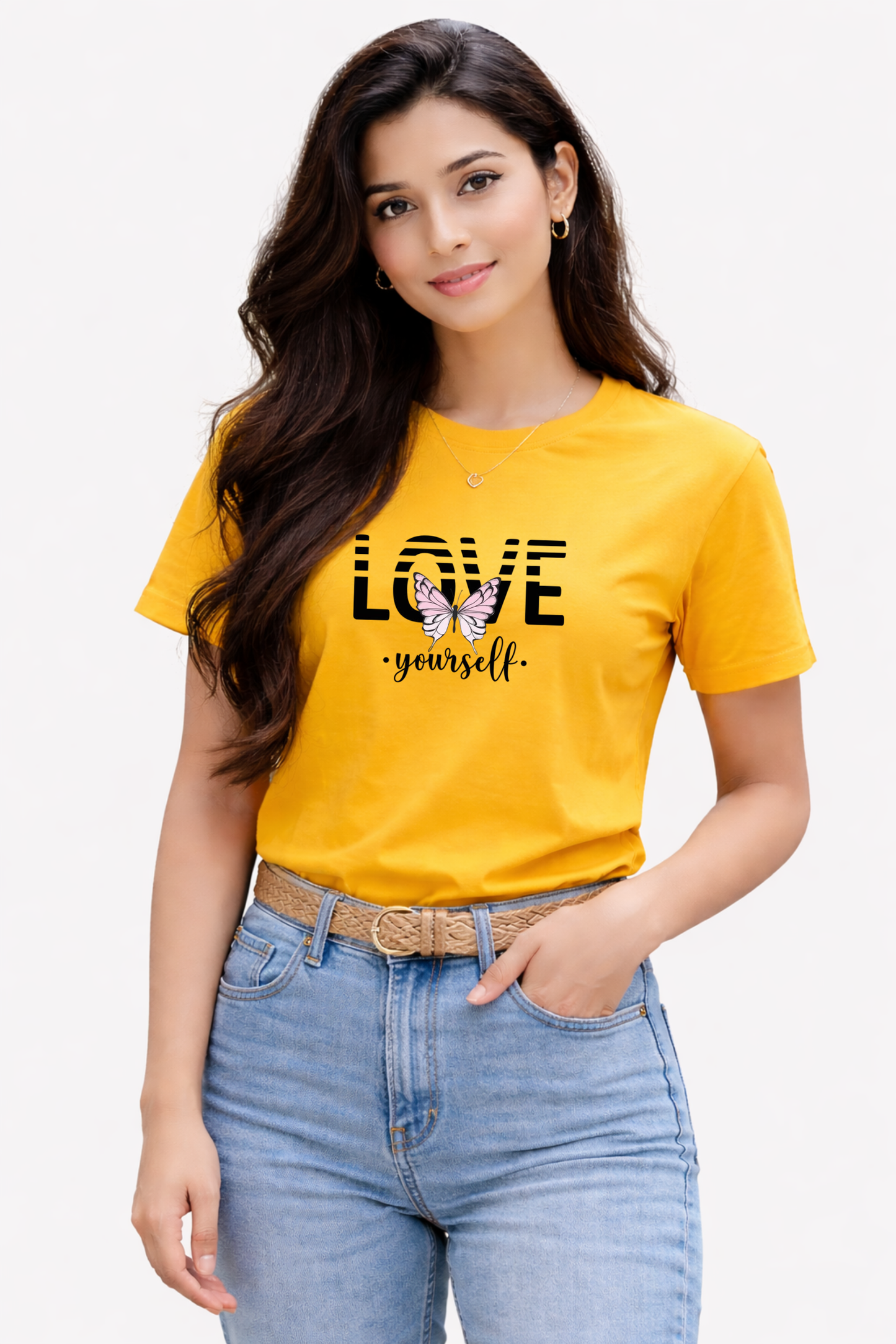Love Yourself Printed Yellow T-Shirt