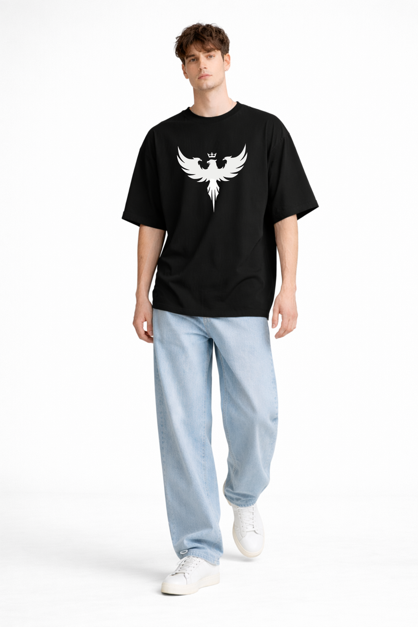 Black Oversized T-Shirt – Premium Crown Eagle Print Edition
