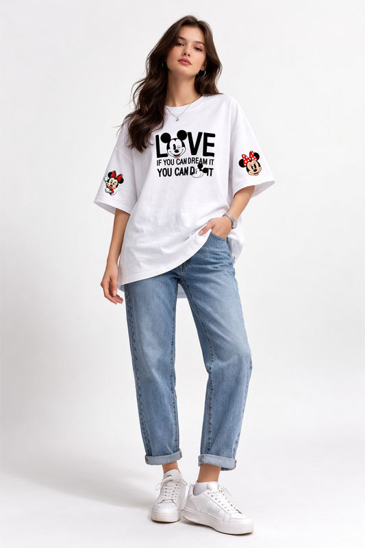 Oversized Disney Love Graphic T-Shirt for Women