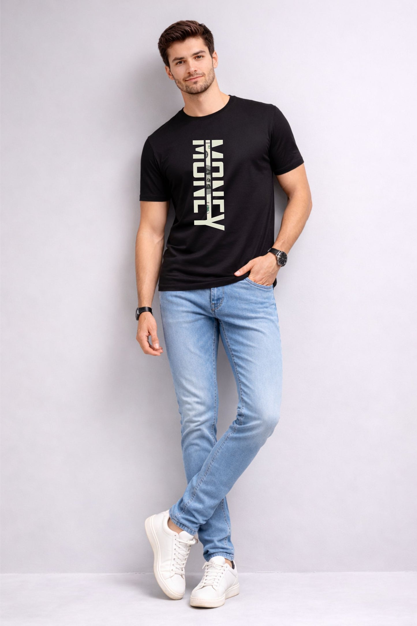 Black Typography Printed Cotton T-Shirt