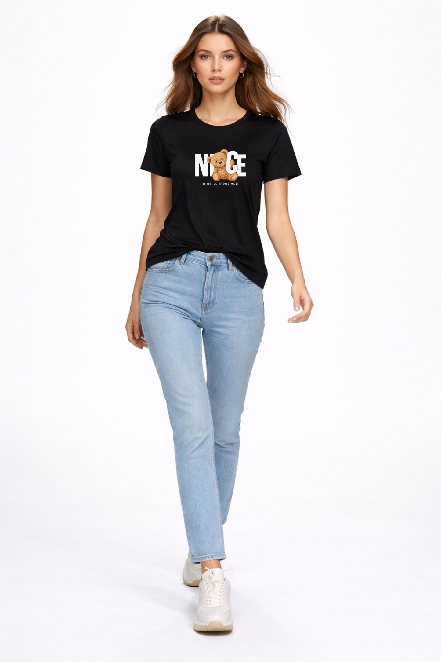 Women’s Black “NICE Teddy” Graphic T-Shirt