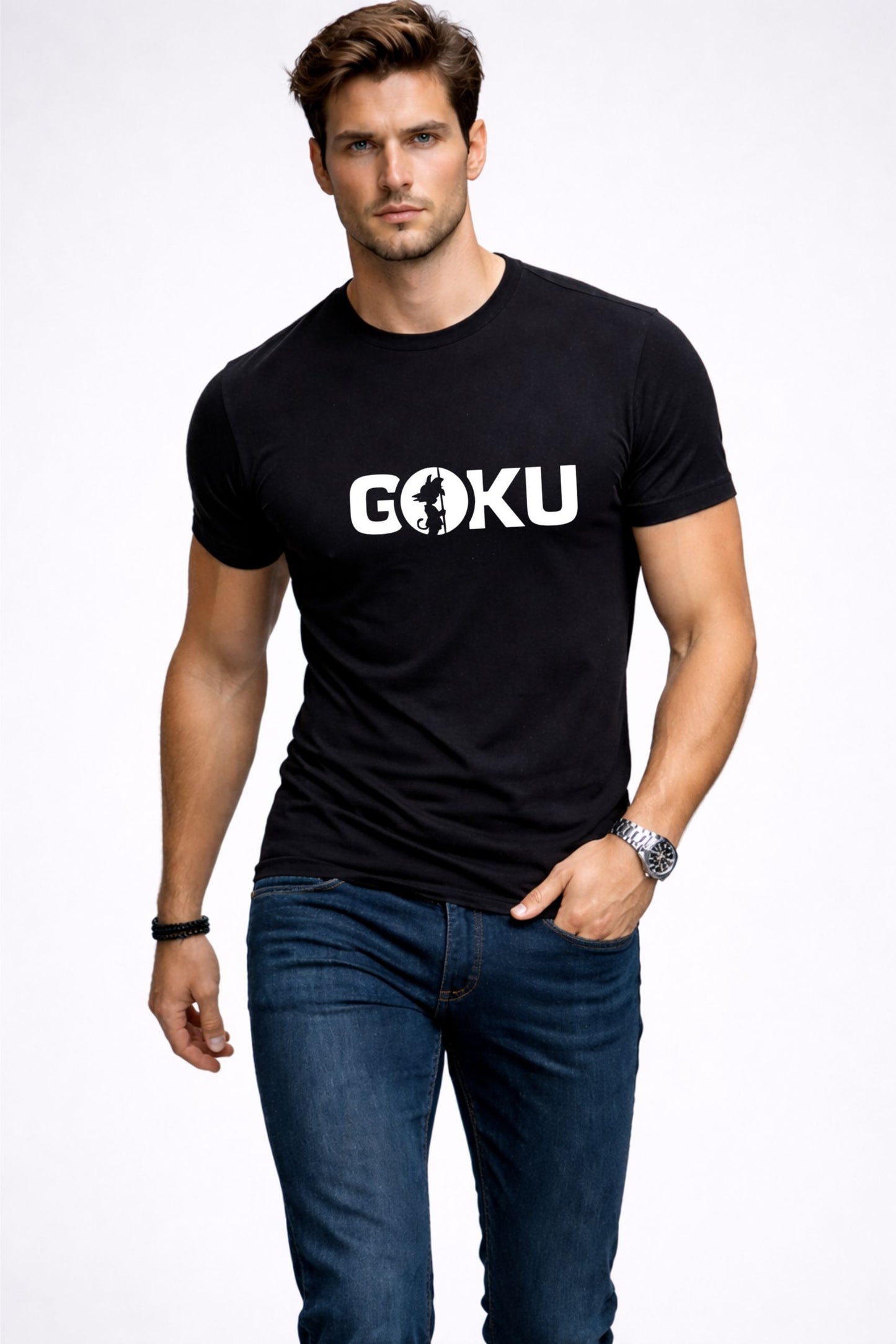 Men’s Black GOKU Printed T-Shirt