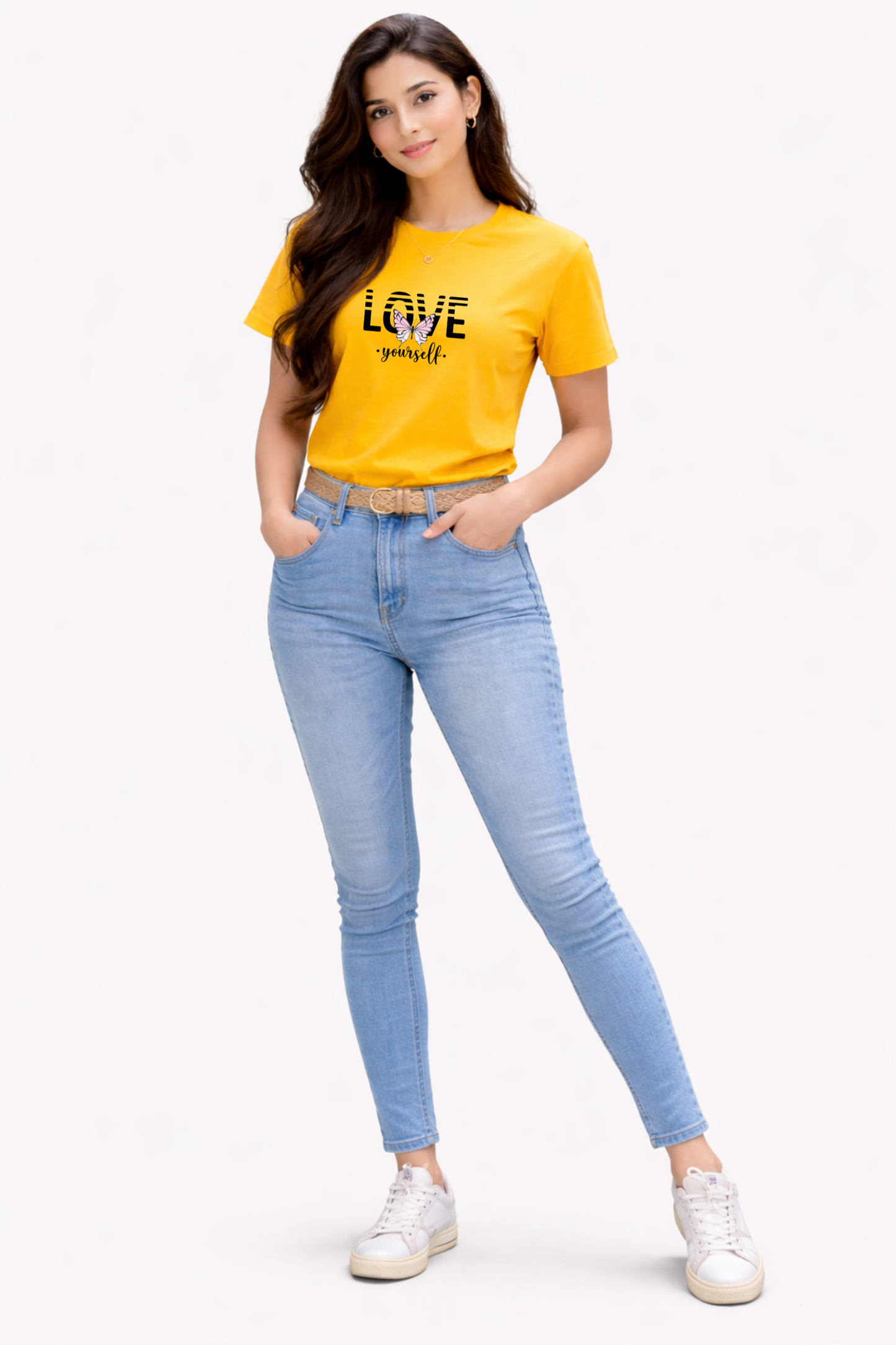 Love Yourself Printed Yellow T-Shirt