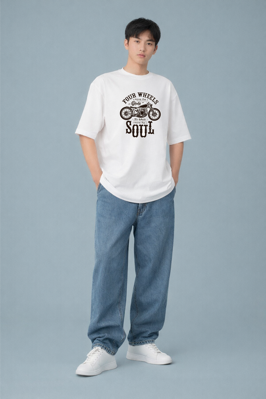Four Wheels Move the Body – Two Wheels Move the Soul Oversized T-Shirt