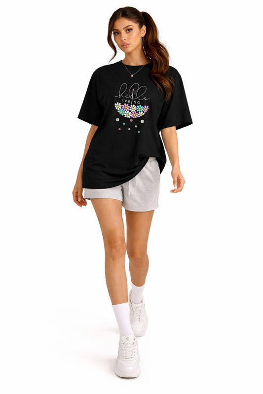 Oversized Black Printed T-Shirt
