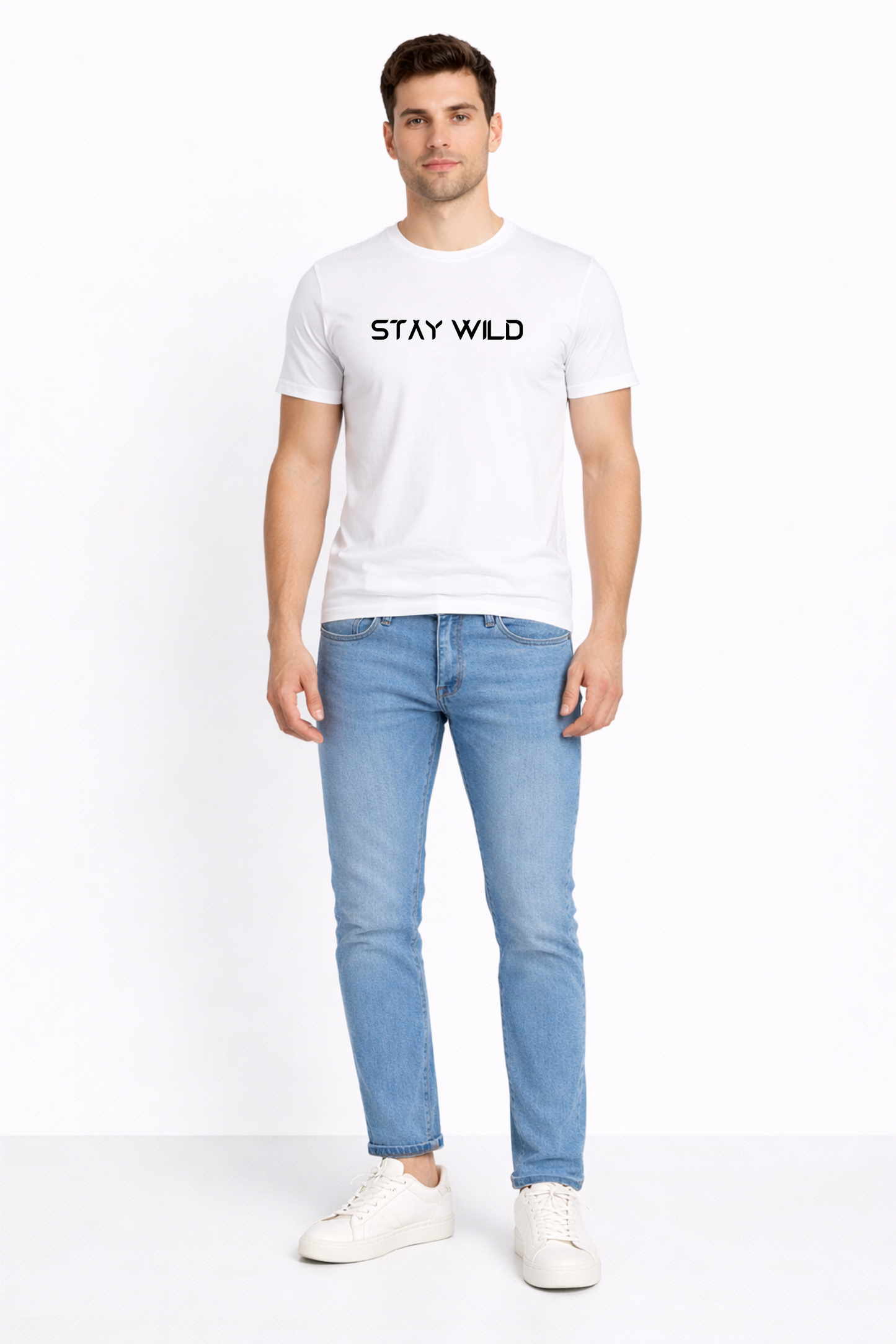 White “STAY WILD” Printed T-Shirt