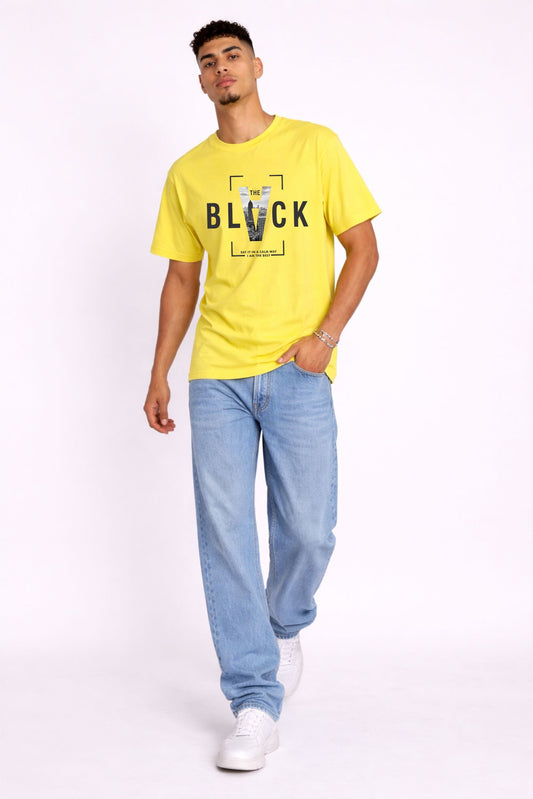 Men’s Yellow “The Black” Graphic Printed T-Shirt
