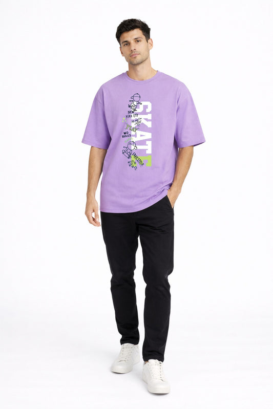 Lavender Oversized Graphic T-Shirt for Men