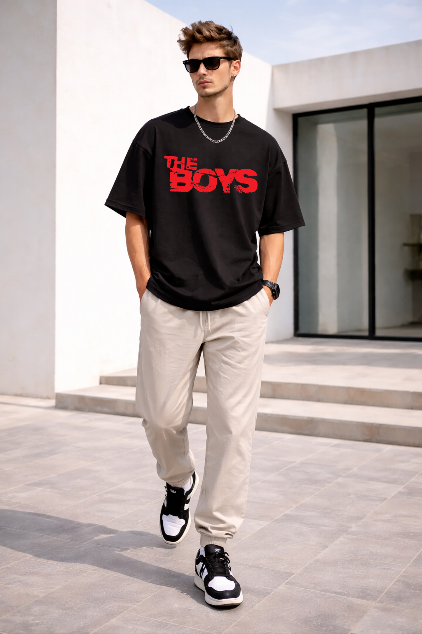 The Boys Oversized Black Graphic T-Shirt