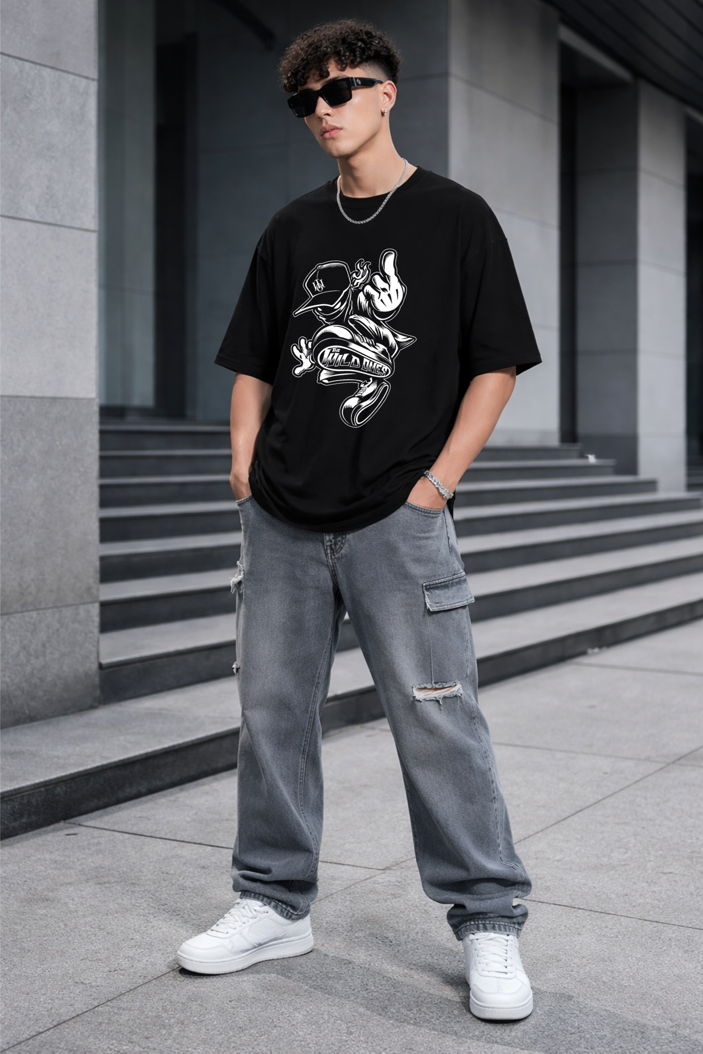 Wild Vibes Oversized Black T-Shirt