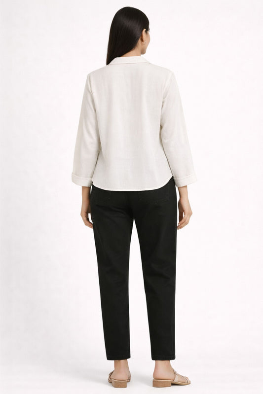 Elegant Off-White Solid Shirt for Women