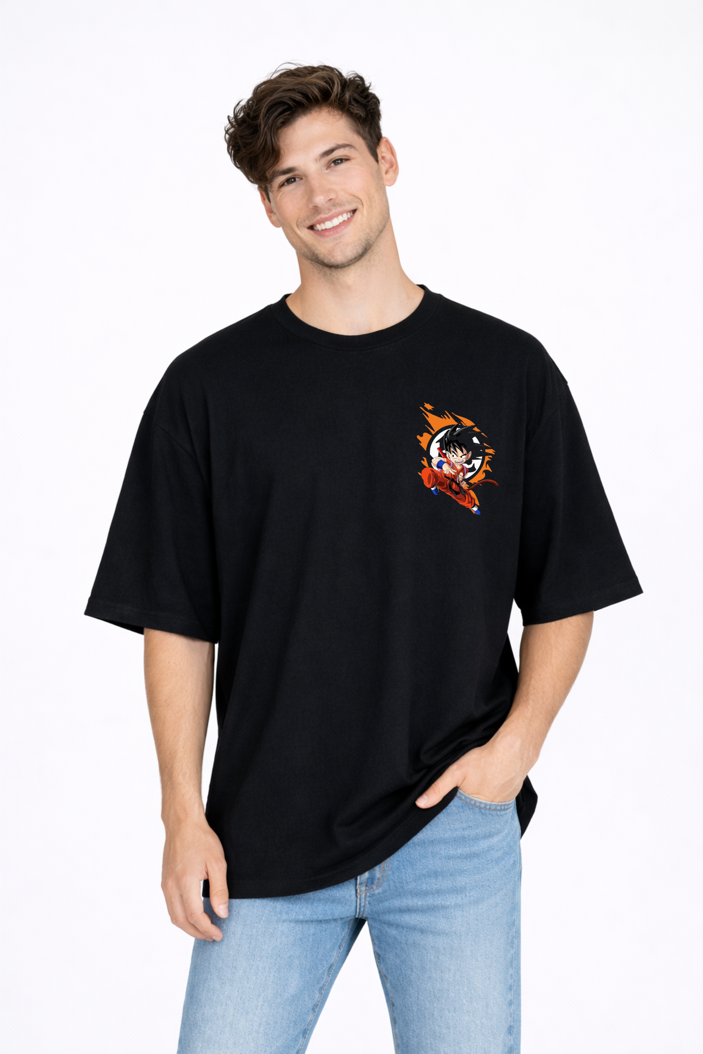 Dragon Hero Son Goku Oversized Black Graphic T-Shirt