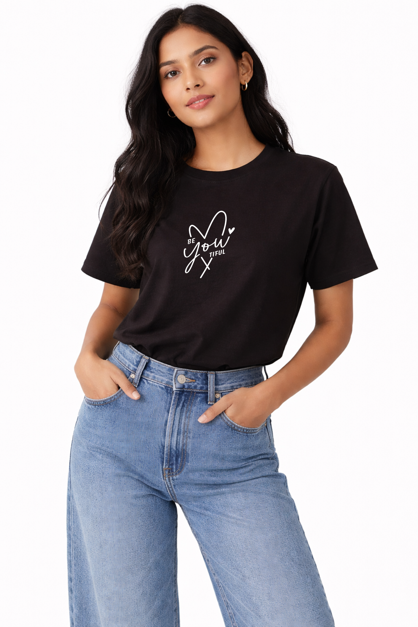Black Regular Fit T-Shirt – “Be You-tiful” Quote Print
