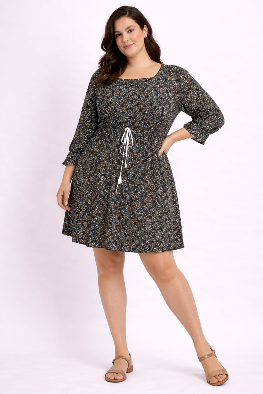 Women Black Floral Print Casual Dress
