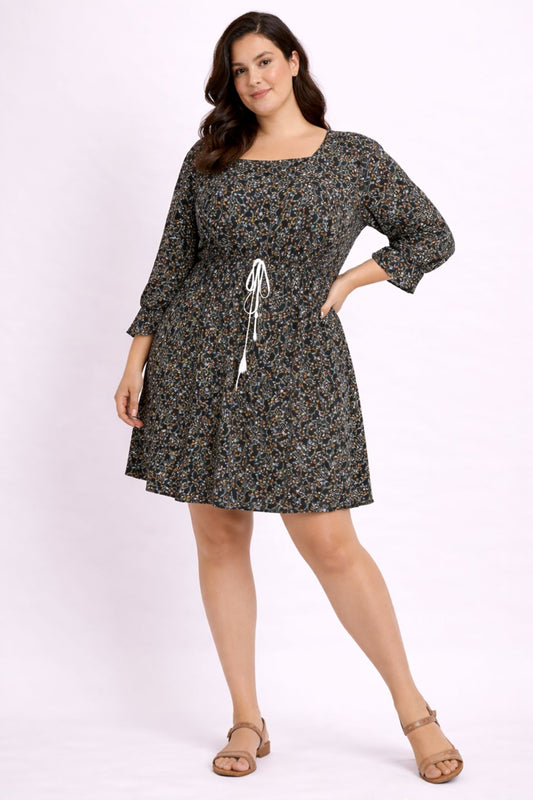 Women Black Floral Print Casual Dress