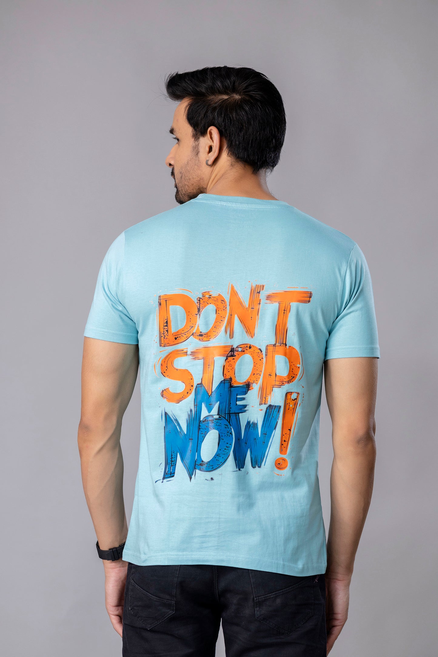 Dont Stop Me Now Sky Blue Slim Fit T-Shirt