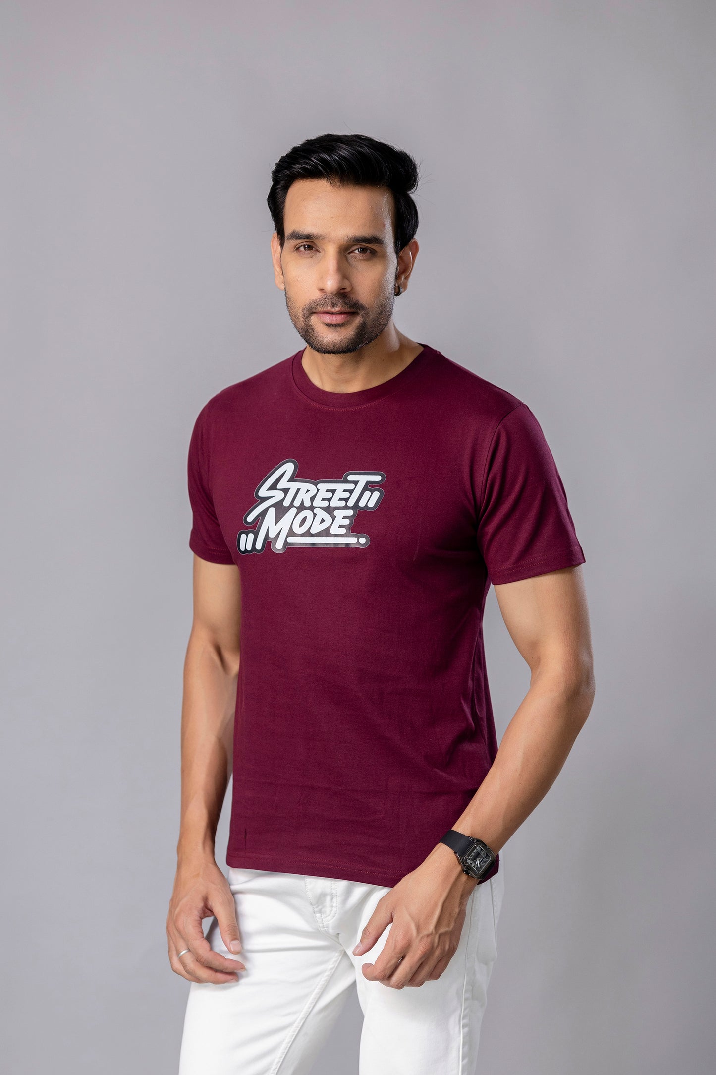 Street Mode Maroon Slim Fit T Shirt